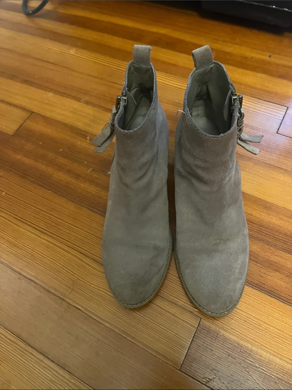 bp Taupe Suede Ankle Booties with Side Zip